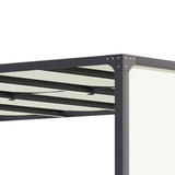 3m x 4m Fully Retractable Metal Garden Pergola – Cream White Canopy Roof with Built-In LED Light Strip, Outdoor Patio Shade Shelter