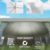 10-Sided Decagonal Garden Gazebo Party Tent - Heavy Duty Metal Frame Canopy (8.9m x 6.5m) - White