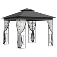 3x3m Steel Frame Double Roof Garden Gazebo - Durable Outdoor Canopy in Grey