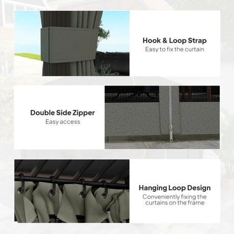 Dark Grey 3.6m x 3m Aluminium Frame Hardtop Gazebo with Accessories
