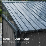 4.3m x 3m Lean-To Pergola with Galvanised Steel Roof – Wall-Mounted Garden Gazebo with Netting & Curtains, Heavy-Duty Outdoor Canopy in Dark Grey