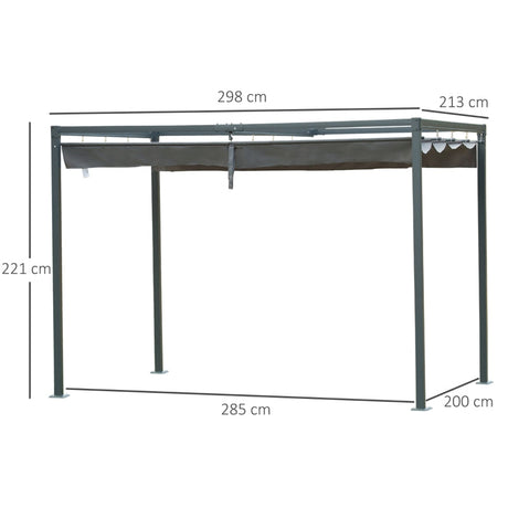 3m x 2m Grey Metal Pergola – Outdoor Patio Shade Shelter