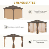 AluShade Oasis 3x3M: Garden Sanctuary with Metal Canopy & Deluxe Drapery - Brown - Trade Warehouse