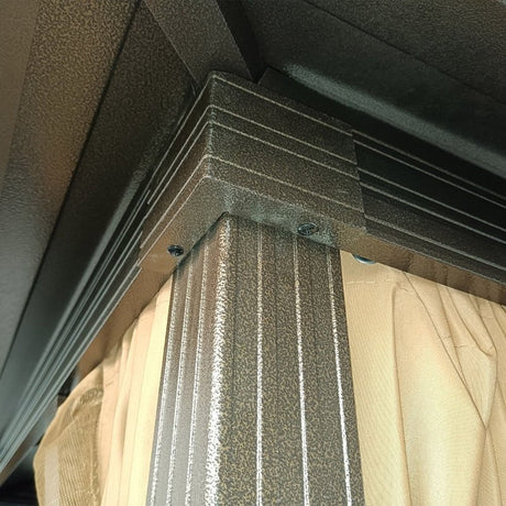 AluShade Oasis 3x3M: Garden Sanctuary with Metal Canopy & Deluxe Drapery - Brown - Trade Warehouse