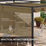 3m x 2m Retractable Roof Pergola – Khaki Outdoor Garden Canopy
