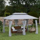 3m x 4m Dark Grey Metal Frame Two-Tier Roof Gazebo