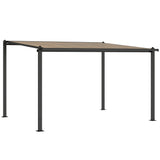 3.6m x 3m Lean-To Metal Pergola with Polycarbonate Hardtop Roof & Drainage Gutters – Aluminium Wall-Mounted Gazebo Patio Cover, Modern Outdoor Shelter, Dark Grey