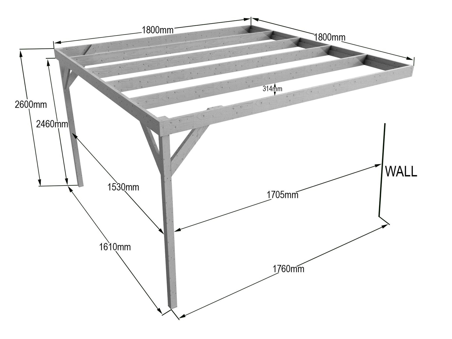 Wall-mounted Wooden Box Pergola Kit
