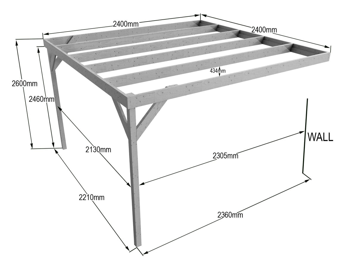 Wall-mounted Wooden Box Pergola Kit