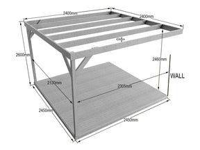 Wall-mounted Box Pergola and Decking Kit