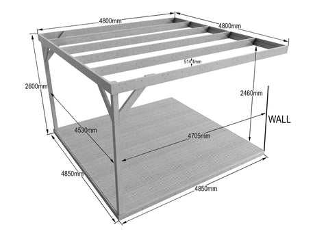 Wall-mounted Box Pergola and Decking Kit