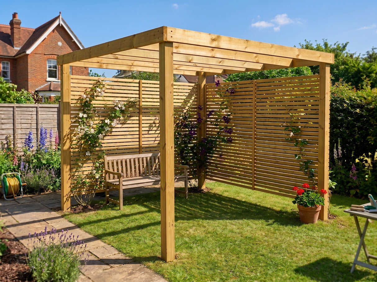 Box Pergola With Shade Trellises