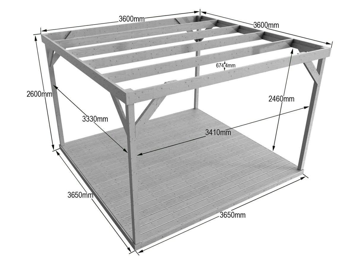 Wooden Box Pergola and Decking Kit