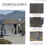 Brown Steel Hardtop Gazebo With Curtains and Netting - Trade Warehouse