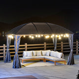 Brown Steel Hardtop Gazebo With Curtains and Netting - Trade Warehouse