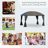 Brown Steel Hardtop Gazebo With Curtains and Netting - Trade Warehouse