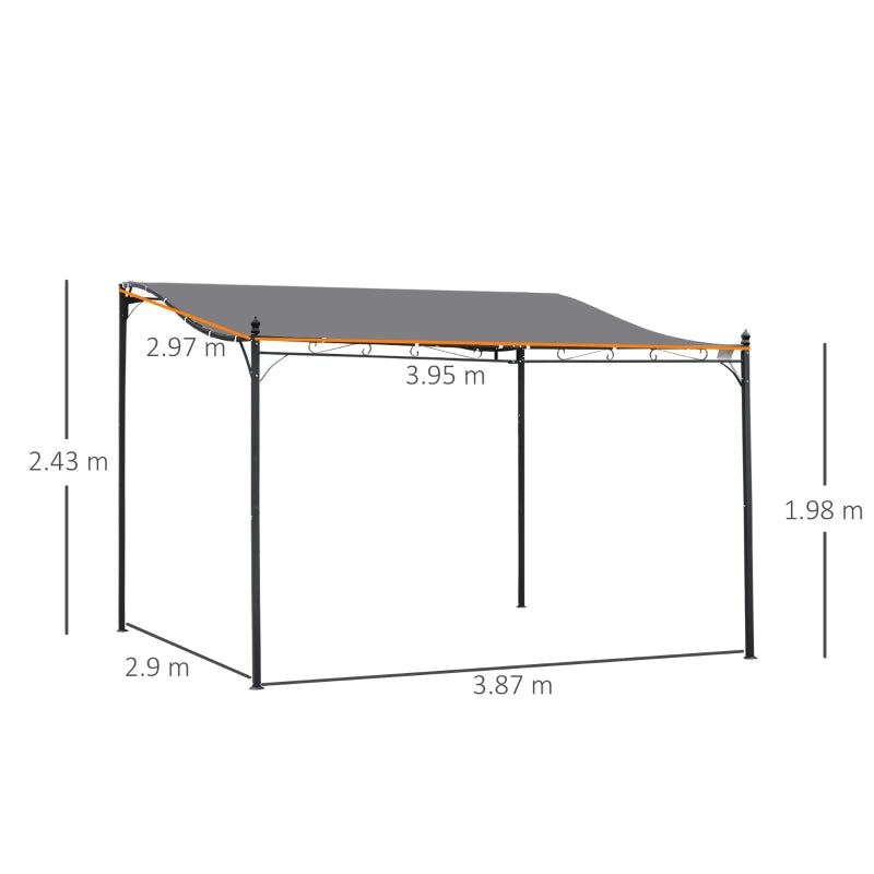 4m x 3m Curved Roof Metal Pergola – Grey Outdoor Patio Shelter