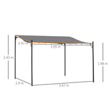 4m x 3m Curved Roof Metal Pergola – Grey Outdoor Patio Shelter