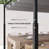 3m x 3m Retractable Garden Pergola – Grey Canopy Roof with Magnetic Fixing System, Outdoor Patio Shade Shelter