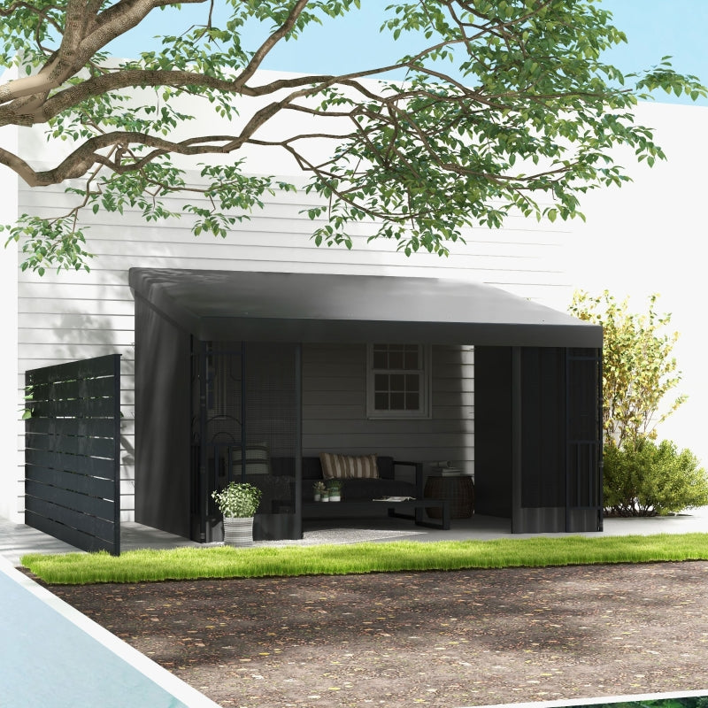 3m x 3m Black Lean-To Pergola – Wall Mounted Patio Shade Cover