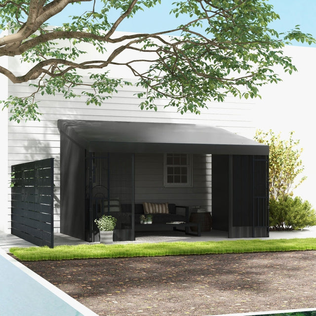 3m x 3m Black Lean-To Pergola – Wall Mounted Patio Shade Cover