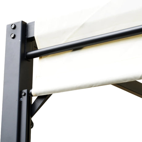 3m x 3m Metal Pergola – Cream Frame with Beige Canopy Roof
