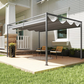 4m x 3m Rectangular Metal Pergola – Dark Grey Outdoor Patio Shade