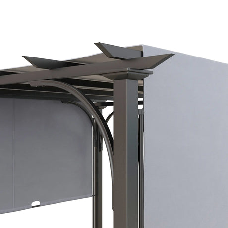 3m x 3m Metal Pergola With Side Panels and Adjustable Roof – Grey Frame Garden Shade Shelter