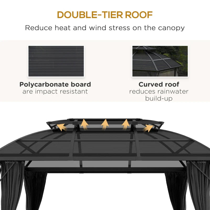 Black Aluminium Framed 4m x 3m Hard Top Gazebo