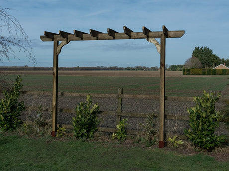 Chamfered Single Beam Pergola, Plant Climbing Arbour - Sculpted brace
