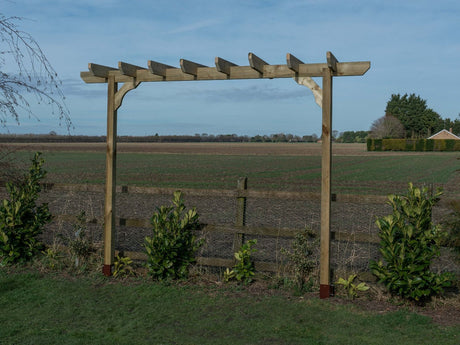 Chamfered Single Beam Pergola, Plant Climbing Arbour - Sculpted brace