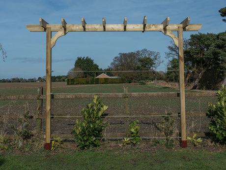 Chamfered Single Beam Pergola, Plant Climbing Arbour - Sculpted brace