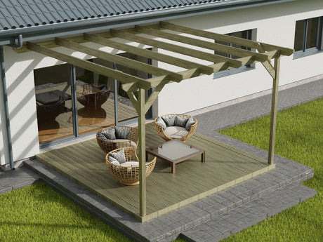 Wall Mounted Pergola and Decking Kit Chamfered Design