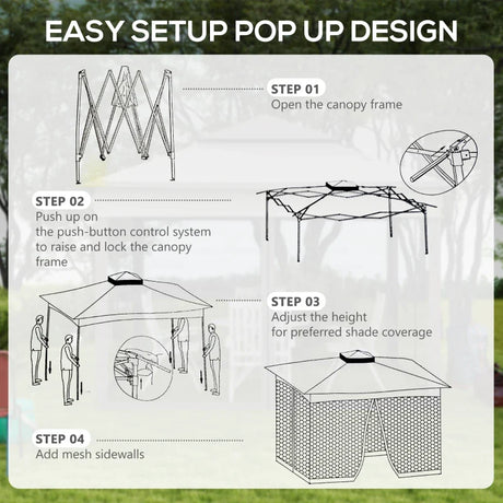 3.25m x 3.25m Metal Gazebo with Curtains - Brown/Grey