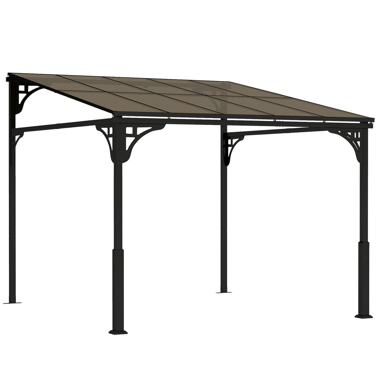 3m x 2.87m Lean-To Pergola with Polycarbonate Roof – Wall-Mounted Hardtop Garden Canopy, Durable Aluminium & Metal Frame Outdoor Patio Cover