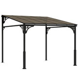3m x 2.87m Lean-To Pergola with Polycarbonate Roof – Wall-Mounted Hardtop Garden Canopy, Durable Aluminium & Metal Frame Outdoor Patio Cover
