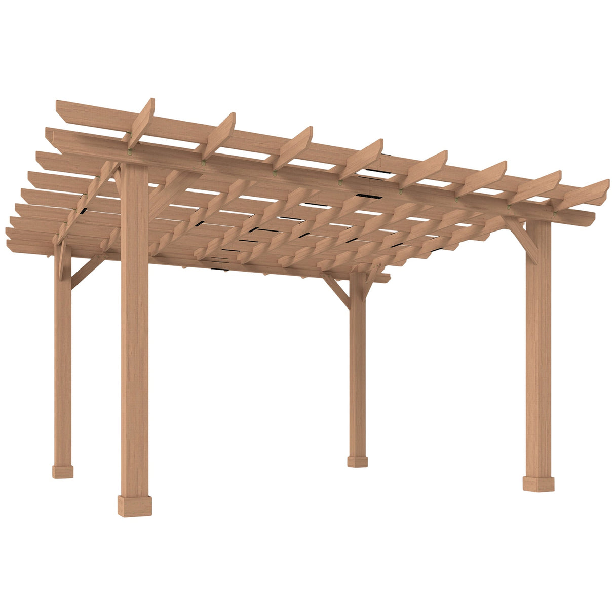 3.6x3.6m Wooden Garden Pergola Kit – Dark Brown Pergola Gazebo Grape Trellis with Stable Support Structure