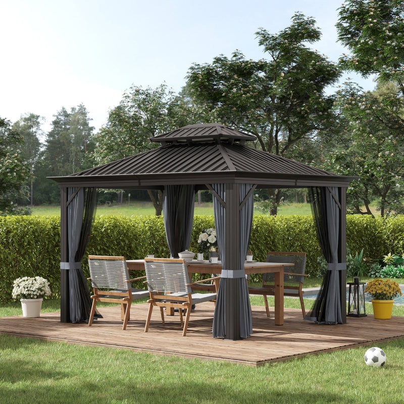 Grey 3m x 3.7m Hardtop Gazebo