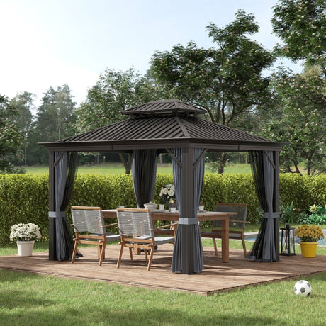 Grey 3m x 3.7m Hardtop Gazebo
