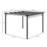 3m x 3m Aluminium Pergola Gazebo – Light Grey Canopy Awning, Outdoor Garden Sun Shade Shelter for BBQ & Patio