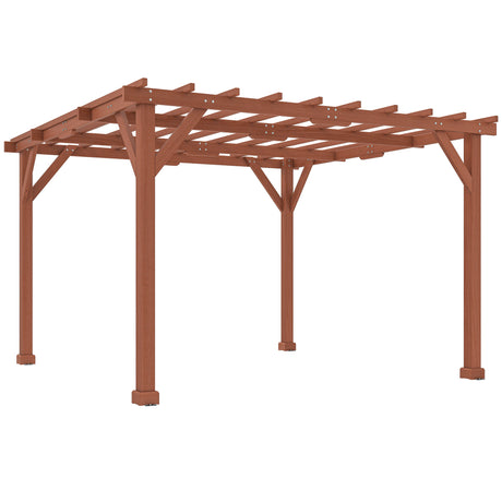 3.6m x 3m Wooden Pergola Kit - Maple Wood-Effect Garden Pergola with Grape Trellis Roof and Triangle Supports