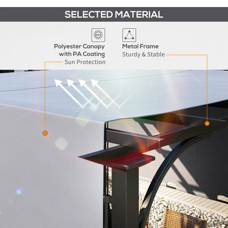 3m x 3m Outdoor Metal Pergola With Side and Top Panels – Grey Frame Garden Shade Shelter