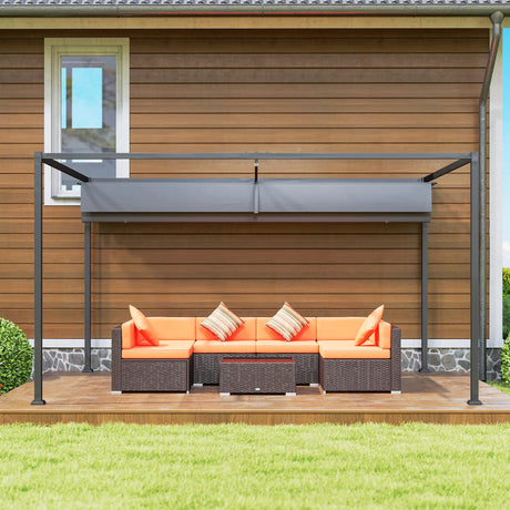 4m x 3m Rectangular Metal Pergola – Dark Grey Outdoor Patio Shade