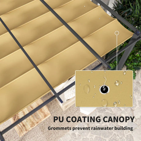 3m x 4m Aluminium Pergola – Khaki Retractable Canopy Roof, Outdoor Garden Shade Shelter