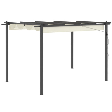 4m x 3m Metal Pergola – Dark Grey Frame with Beige Canopy Roof