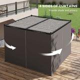 3m x 3m Pergola Canopy with Grey Curtains – Includes 8 Expansion Screws, Outdoor Patio Shade Shelter