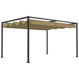 4m x 3m Metal Garden Pergola – Khaki Outdoor Shade Canopy