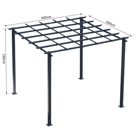 3m x 3m Metal Gazebo Pergola – Trellis Side Panels Garden Shelter