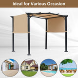 2.96m x 2.45m Steel Pergola – Khaki Retractable Double Side Canopy Roof, Adjustable Sun Shade Shelter with UV Resistant Fabric for Patio & Back Garden