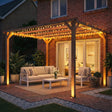 3x3m Wooden Pergola Kit with Triangle Supports – Garden Gazebo Grape Trellis Frame, 5-Beam Maple Wood-Effect Design